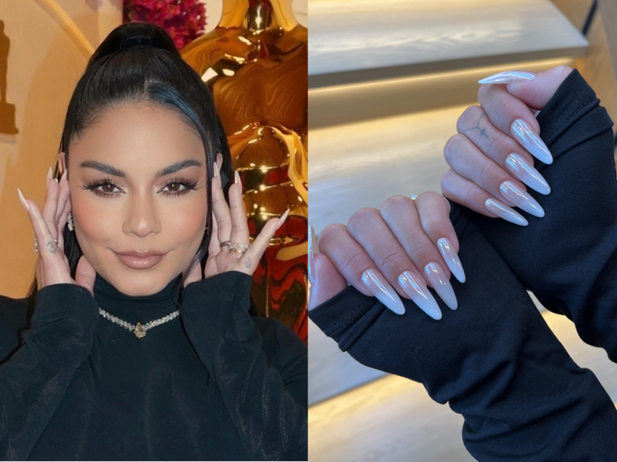 Oscars red carpet host, Vanessa Hudgens showed off the Glazed Ombre nail look created by nail...